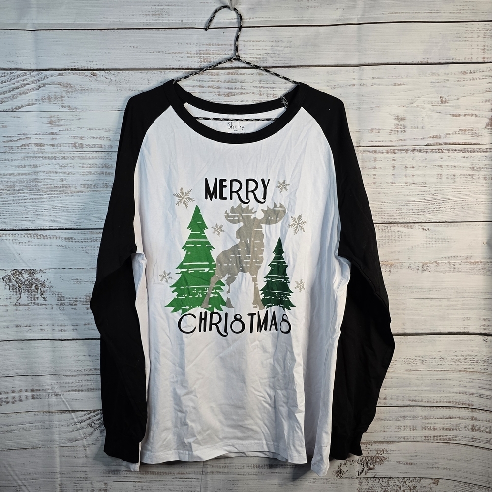 Shelry Adult Christmas Pajamas Set - Black, White, Green Unisex Size Large New - Picture 2 of 6
